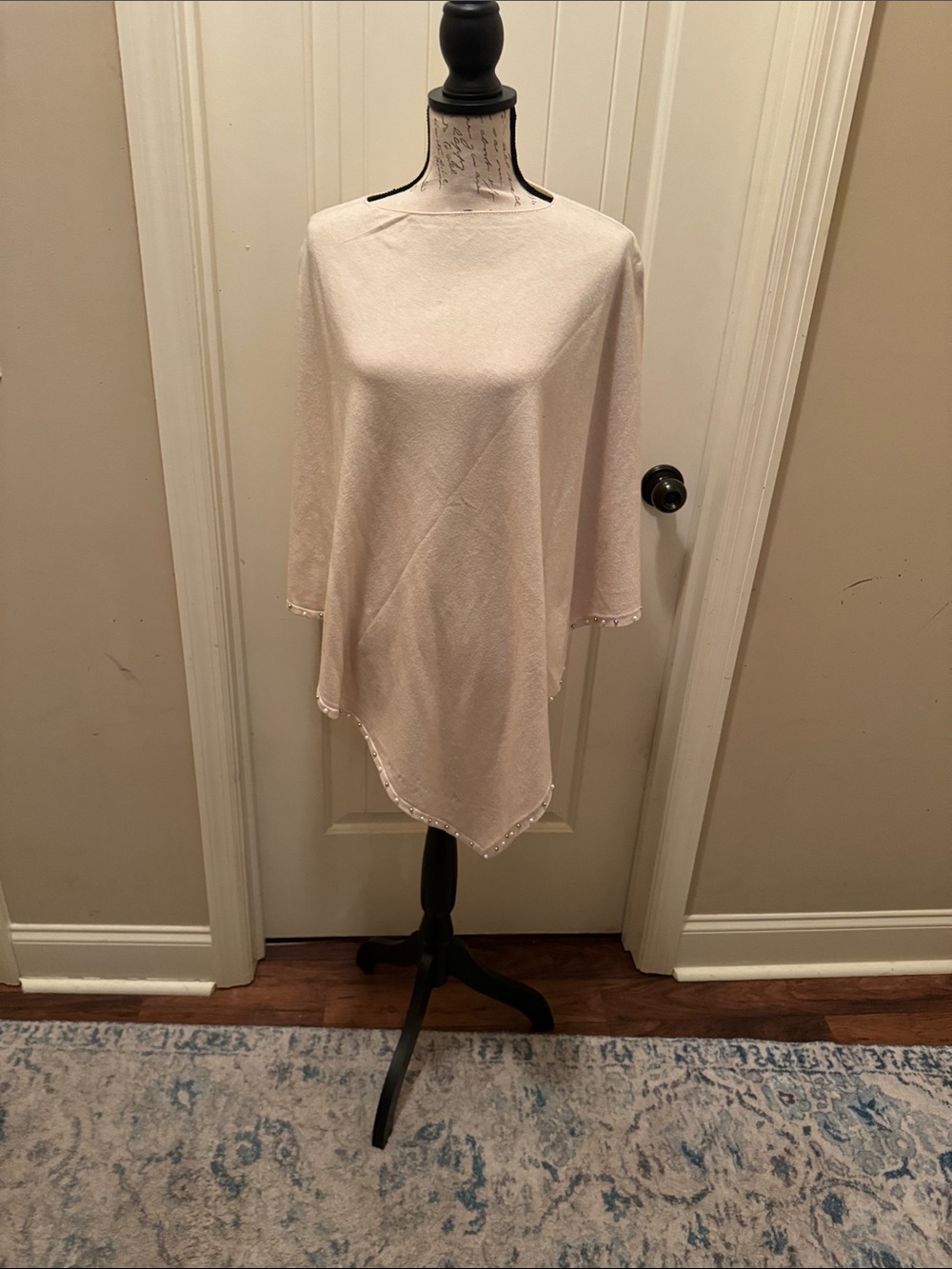 Soft Cotton Cream Women's Poncho Sweater